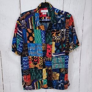 Urban Outfitters Men's Patchwork Print Button Down Short Sleeves Shirt